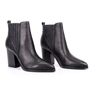 Marc Fisher Women Alva Black Leather Western Ankle Boots sz 7